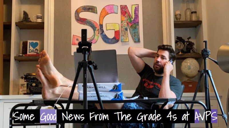 mrskkennelly's tweet photo. Letβs shout π£ it from the rooftops our Grade 4s have some GOOD NEWS π to share! This week students took on the @somegoodnews challenge and wrote about whatβs good in their lives. So far FaceTime, drive by visits and gardening are whatβs good in our world π π #avprocks #SGN https://t.co/STqBYeWRth