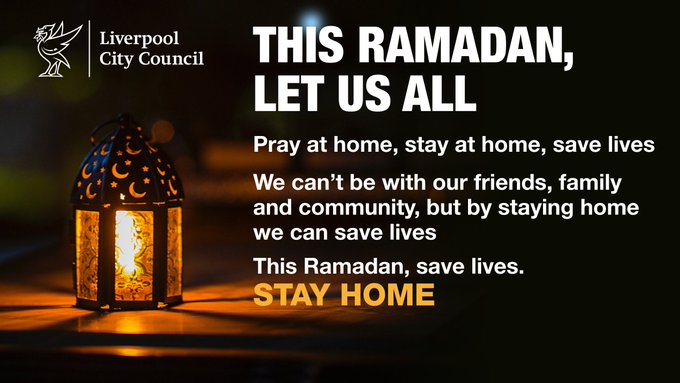 lpoolcouncil's tweet image. During this period of #Ramadan, we know how hard it is to celebrate and worship away from family, friends and loved ones.

You can save lives just by staying at home and praying at home. #RamadanMubarak