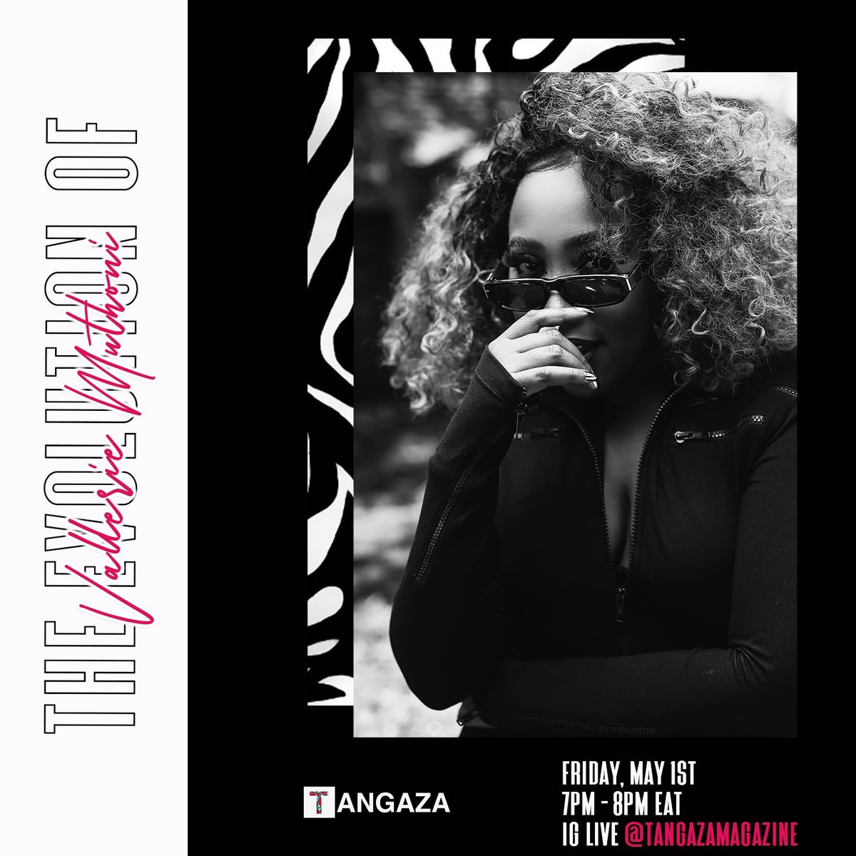 TangazaMagazine's tweet photo. Introducing #TheEvolutionOf, an IG live interview series focused on unpacking the evolution of an artist through career defining songs from their catalogue ✨
First up is rapper, singer & performer @valleriemuthoni. Join us tomorrow, Friday May 1st, from 7pm-8pm ✨ https://t.co/ocQLaG6ole