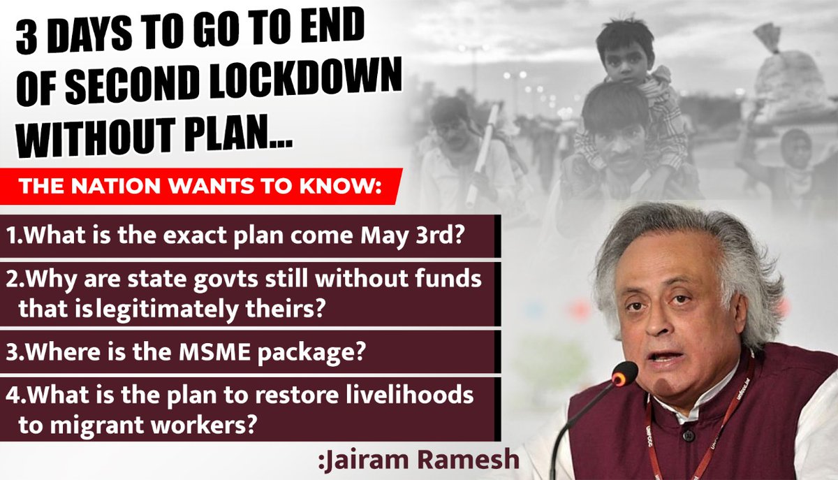 Deepakkhatri812's tweet photo. 3 days to go to end of second lockdown without plan.
The nation wants to know:
#पूछता_है_भारत
 https://t.co/paqHne43gV