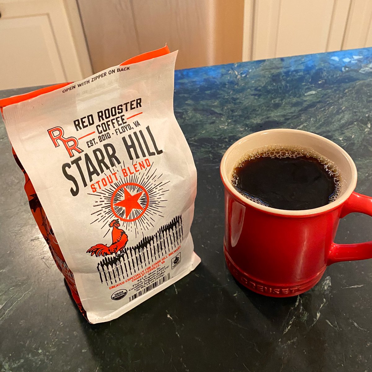 Red Rooster Coffee Starr Hill Stout BlendThis excellent blend with notes of chocolate was a surprise mailbox drop from a local coffee fairy (thanks  @kellyfaircloth!). It’s wonderful with a splash of milk, which brings out some sweetness. I’d love to try more from them!