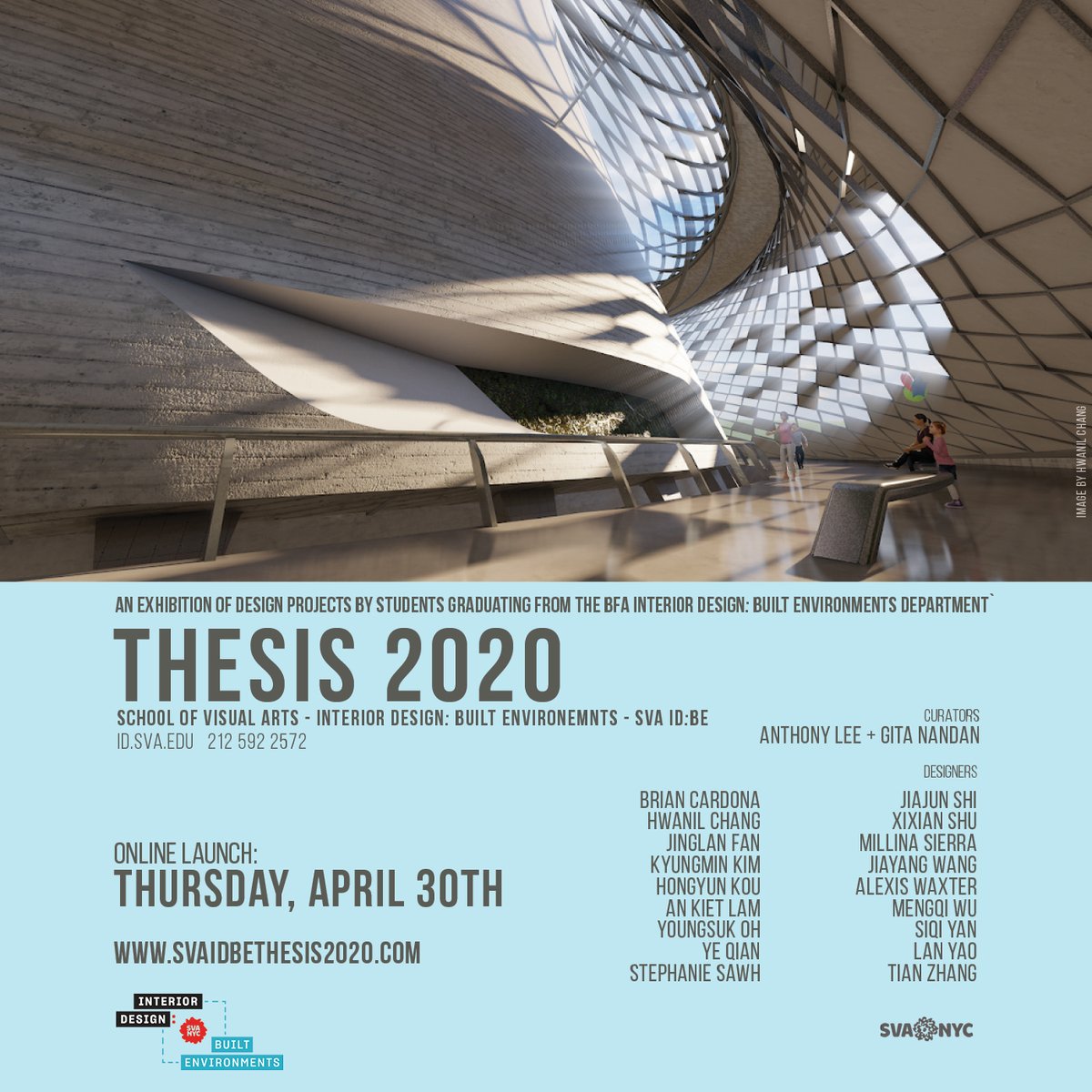 SVA_IDBE's tweet photo. The SVA Interior Design: Built Environments 2020 Thesis Exhibition website is now LIVE! Check it out to see the amazing work our graduating Seniors have accomplished this year!
https://t.co/FWEU7KyHPo https://t.co/qrfLq22FAT