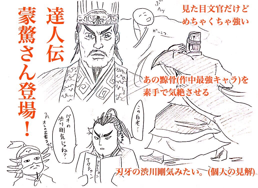 栗きんとん薔薇香 キングダムと達人伝の同一人物を比較してみた絵を前に描いたな