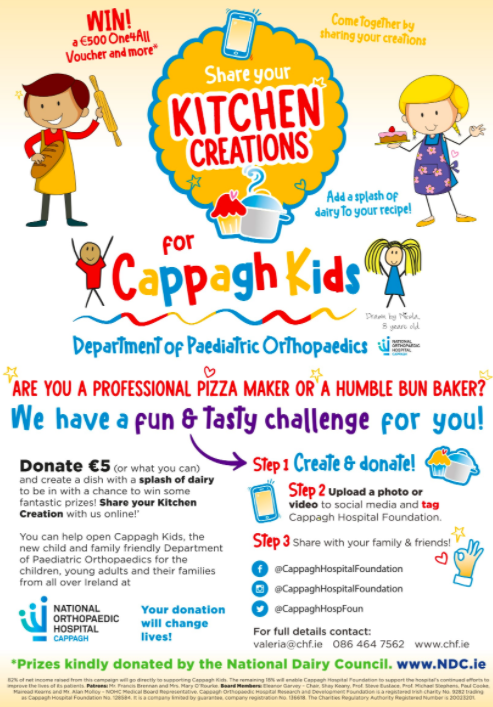 NOHCOrthopaedic's tweet photo. Another long weekend in lockdown! 😩Here's a recipe to break the boredom. Release your inner Neven, Darina, Delia or go Hollywood, and get creative in the kitchen for a great cause. #cappaghkids #cookforgood https://t.co/xKpjc0rPlp