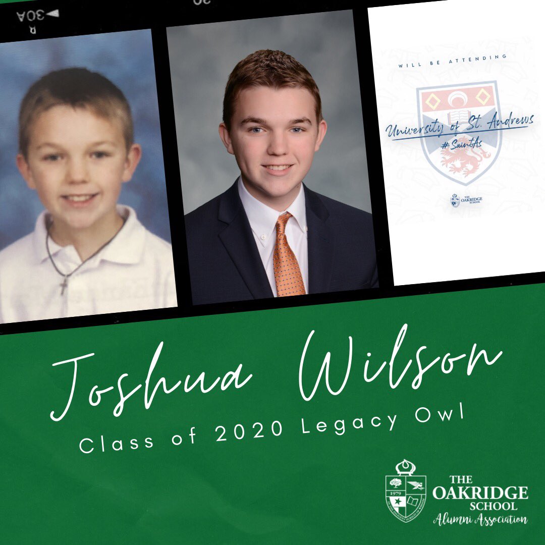 OakridgeAlumni's tweet photo. ⁣Celebrating two Legacy Owls from the #Classof2020, joining our #alumni family. Let’s give a big virtual welcome to Legacy Owls Emily O’Connor &amp; Josh Wilson! ⠀
⠀
A legacy owl is a Oakridge student or graduate whose parent graduated from The Oakridge School. #GoOwls #Legacy https://t.co/qd9ploqdzX