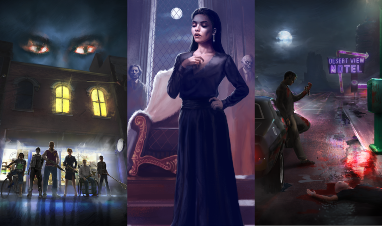 Composite promo image for three Vampire: The Masquerade titles from Choice of Games