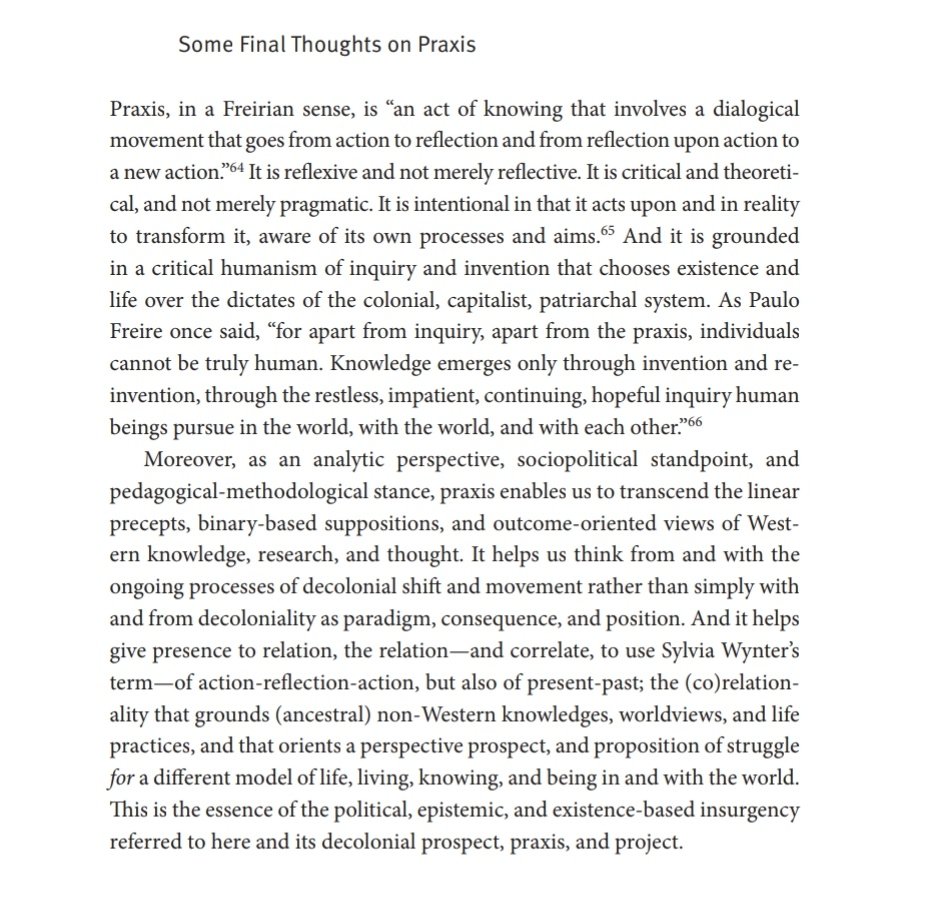 “apart from inquiry, apart from the praxis, individuals cannot be truly human. Knowledge emerges only through invention and re-invention, through the restless, impatient, continuing, hopeful inquiry human beings pursue in the world, with the world, and with each other” - Freire