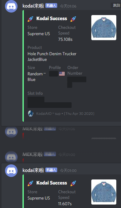 2 jackets today
bot <a href="/KodaiSuccess/">Kodai SUCCESS.</a> <a href="/KodaiAIO/">Kodai</a> 
group @Bashgang__ 
proxy <a href="/psychoproxies/">PsychoProxies</a> @Leafproxies @BashProxies