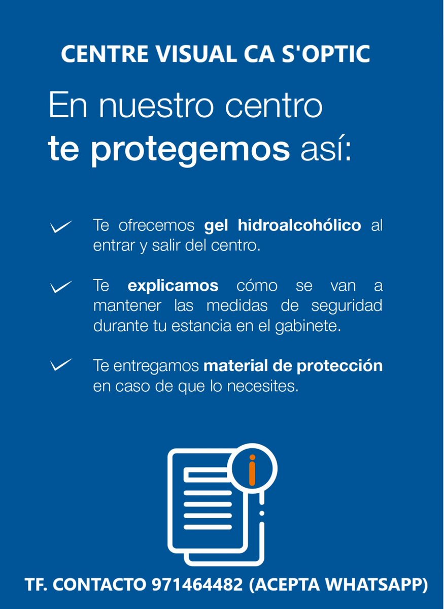 Estamos adoptando todas las medidas de seguridad frente el COVID19 y todos nuestros servicios están operativos. Tu óptica de siempre a tu lado!!!!!   Juntos saldremos!!!!
