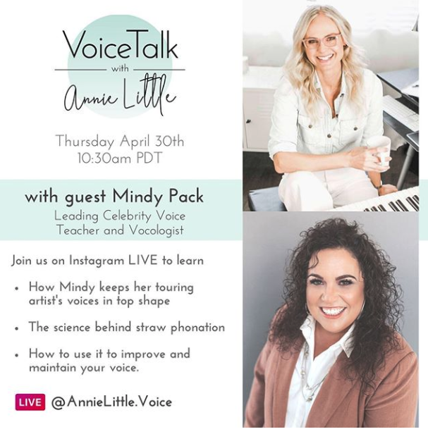 VoiceStraw's tweet image. So excited!  @MindyPack and the @VoiceStraw as the meet with @ThisAnnieLittle for an Instragram live event today at 10:30 PDT or 11:30 MDT  instagram.com/p/B_nFSjeJNxg/

#Singing #VocalCoach #StrawPhonation #Singers #VocalHealth