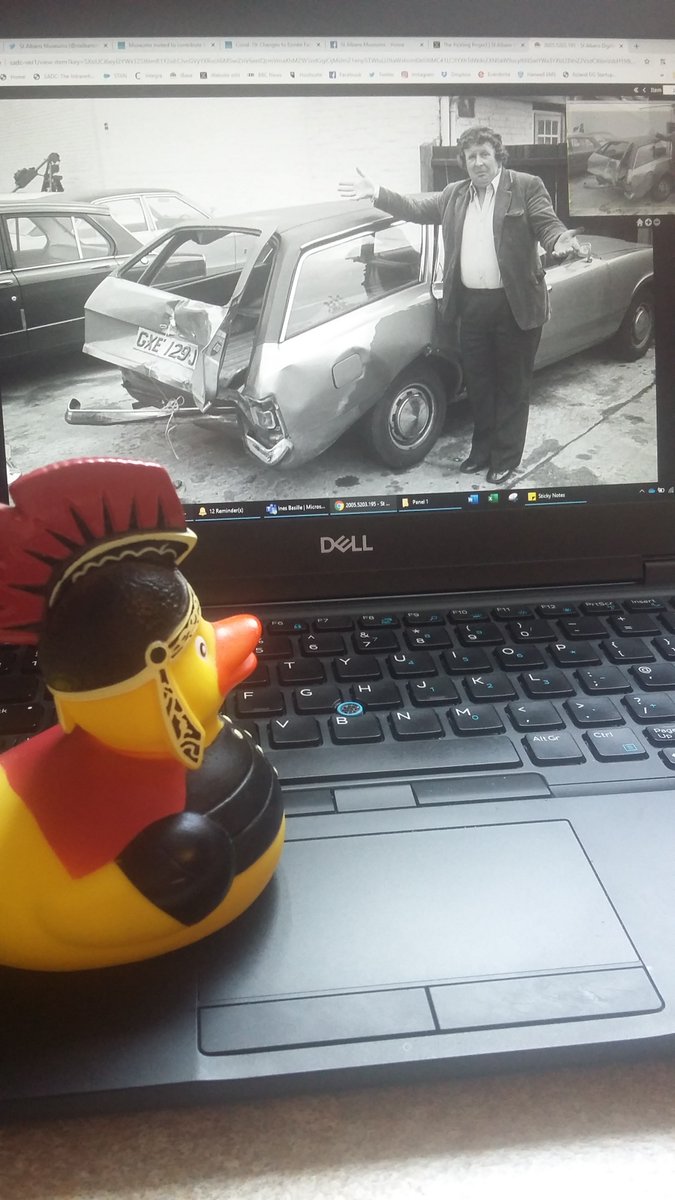stalbansmuseums's tweet photo. One final #MuseumFromHome favourite object - our Programme Co-ordinator Ines chose this photograph with the caption 'Micky Woods- slowed down as duck walked onto Fishpool street and someone went into the back of him" because it makes her laugh (#VerDuck says it wasn't him!) https://t.co/qoW1HVUvJp