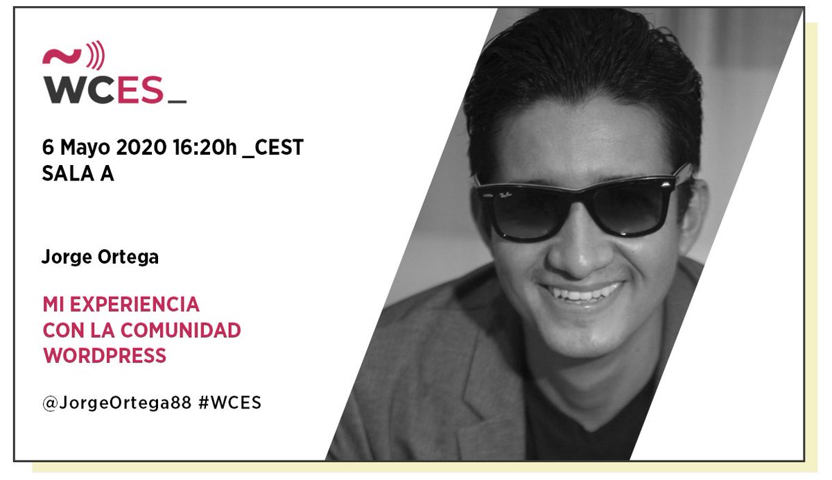 El miércoles 6 a las 16:20 podrás ver en la #SalaA a <a href="/JorgeOrtega88/">Jorge Ortega P.</a>, que nos va a hablar de “Mi experiencia con la Comunidad WordPress”.

2020.spain.wordcamp.org/speaker/jorge-…

#comunidad #WCES #WordPress