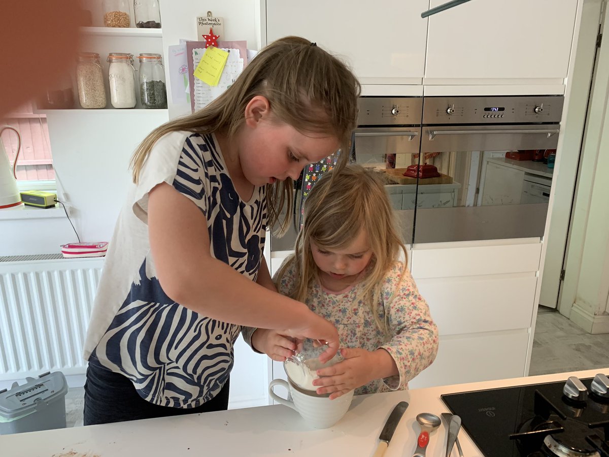 kmfreeman77's tweet photo. @ElmridgeSchN Delia has been very busy (with her big sister Edith) after learning how to make cake in a cup 😃 https://t.co/kqy5FFGqlN