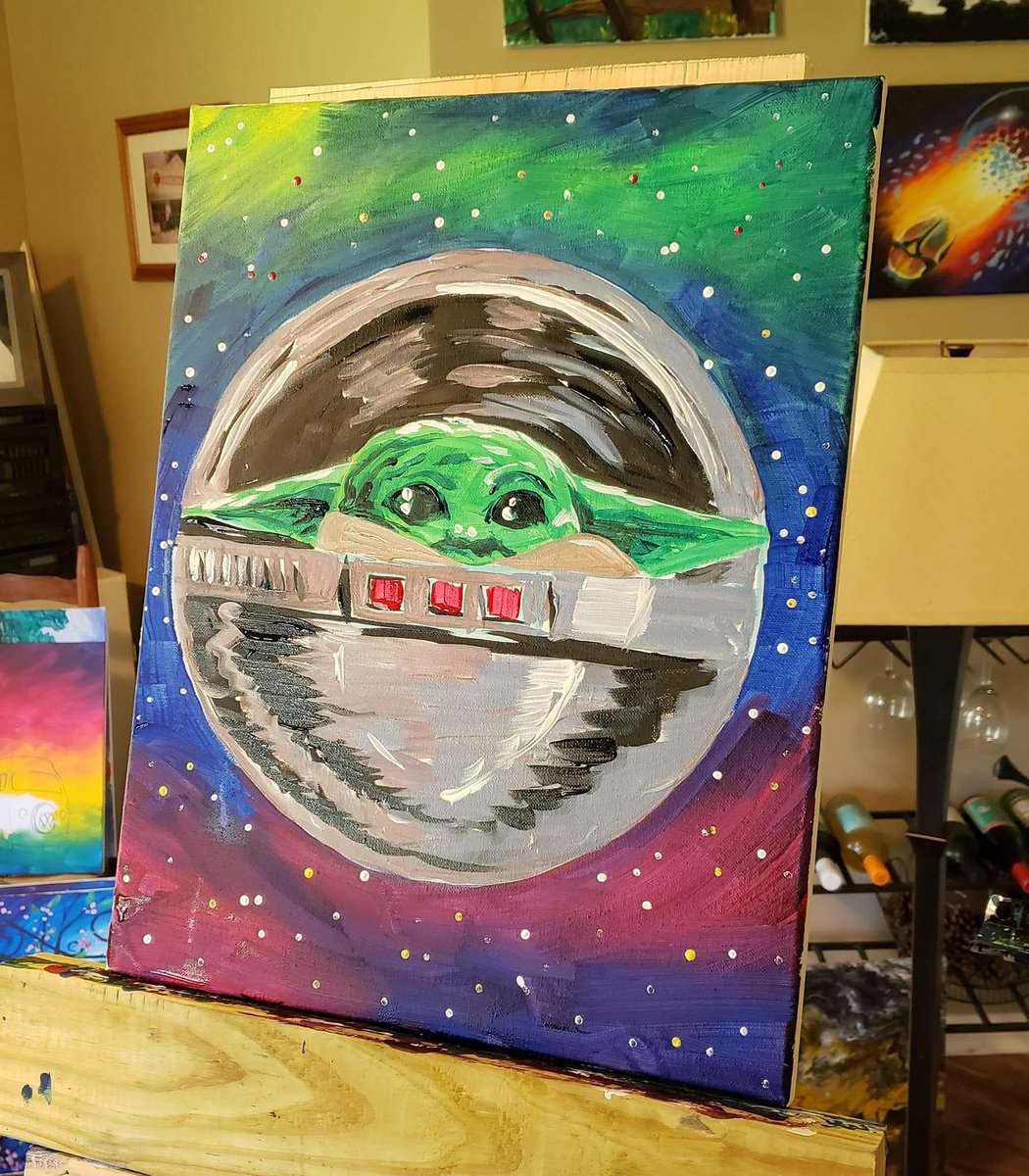 Paint the Town. Baby Yoda Free Facebook Live Painting Session. Monday, May 4th 1 pm. They suggest canvas or wood to paint on, but a piece of cardboard would work get too. Baby Yoda drawing was a favorite with 5th grade this year. #shepardshines