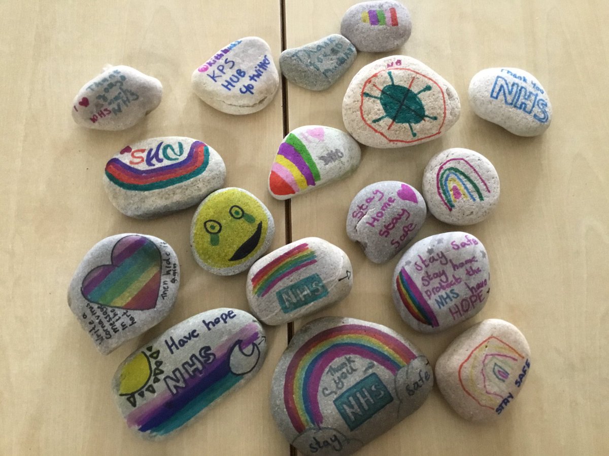 KeithHub1's tweet photo. Stones for key workers with messages. #keyworkers thanks from Children at the Keith Hub. https://t.co/6WctzsXHuY