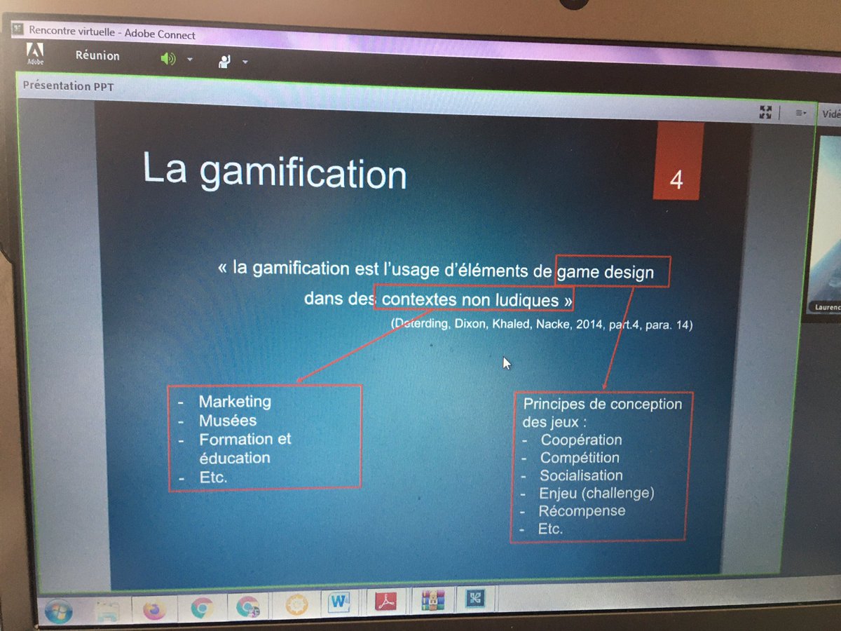 On suit laRencontre virtuelle FLE @emdlfle “la gamification au service de l’enseignement: quels principes? Quels  outils avec@LaurenceSchmoll @cfievalladolid #formacionCyL @educacyl #internacionalizacionCyl