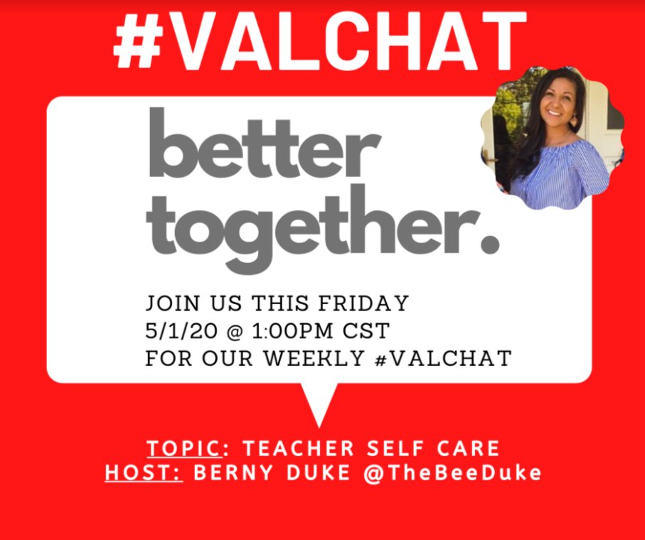 JJVandal's tweet image. Join us for this week's #valchat and let us know some tips for keeping your sanity during these crazy times!  @TheBeeDuke is this week's "celebrity" moderator! #VISDRocks