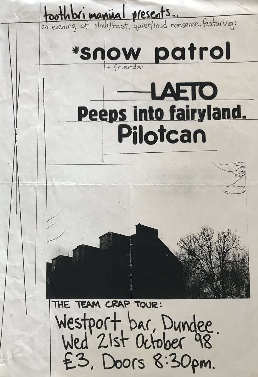 peepsintofairy1's tweet photo. A collection of posters from Peeps gigs in late 1998 early 1999 featuring @Spare_Snare #gerils @snowpatrol #yulpeter #stoor #laeto @Pilotcanband @FurYummy #peepsintofairyland #gigposters #westportbar #drouthyneebors #unscene #13thnoteclub https://t.co/bpuBjtD5lm