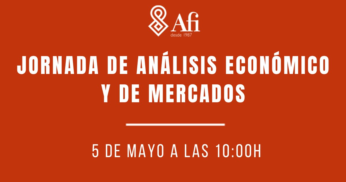 El 5 de mayo celebramos la Jornada de Análisis Económico y de Mercados. El equipo de Afi compartirá su visión sobre la economía y los mercados financieros. Participan <a href="/ontiverosemilio/">emilio ontiveros</a> , <a href="/AbergesAngel/">Angel Berges</a>, <a href="/JMAafi/">Jose Manuel Amor</a>, <a href="/MonicaGuardado/">Mónica Guardado</a>, <a href="/gongarand/">Gonzalo García</a> y Rui Da Mota  👇
afiescueladefinanzas.es/site/1/lang/es…