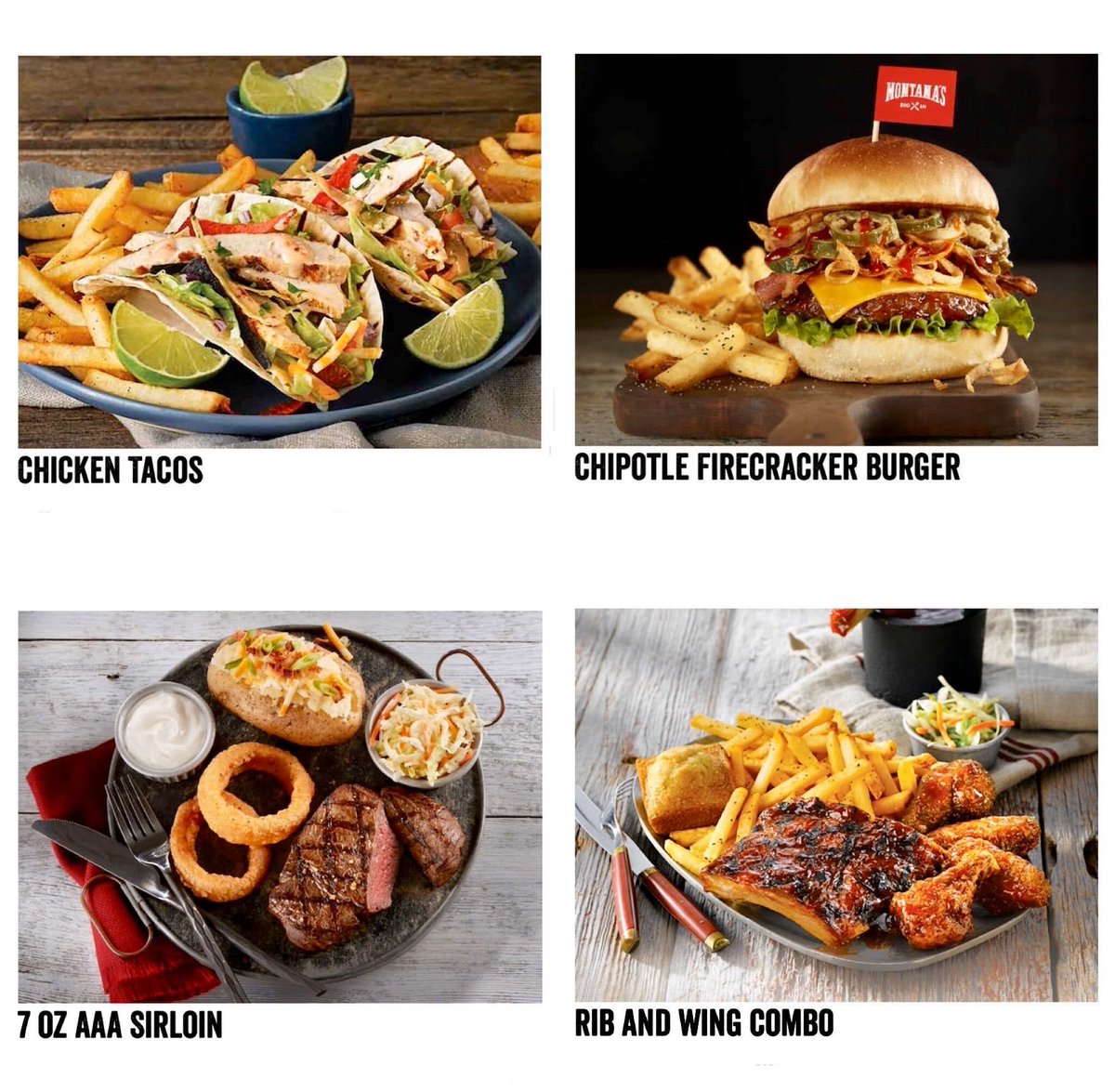 Tell us, what are you craving from Montanas today: Chicken Tacos? Chipotle Firecracker Burger? 7oz AAA Sirloin Steak? Rib &amp; Wing Combo? We want to know!
#poll #montanascharlottetown #suppertime #bbqandbar