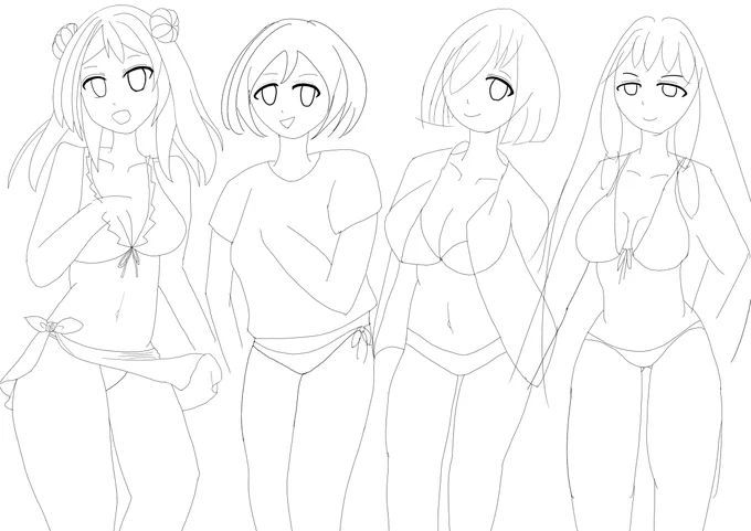 取り敢えず線画の状態にはした。手の部分は時間がかかるので後描き。そして細かい部分を修正。これが時間かかる。もう遅いので寝てまた朝からちまちまとやっていきますか。 