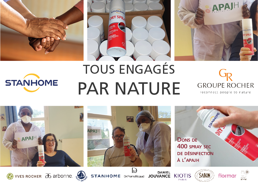 GroupeRocher's tweet photo. Fiers des équipes Stanhome qui ont offert 400 Dry Spray, un spray sec pour désinfecter, à l’APAJH. Cette association pour handicapés en a distribué à 80 centres médico-sociaux. 

#actbeautiful #grouperocher #strongertogether #takecare #bigfamily #commitedbynature #TousSolidaires https://t.co/01Ix3zYGit