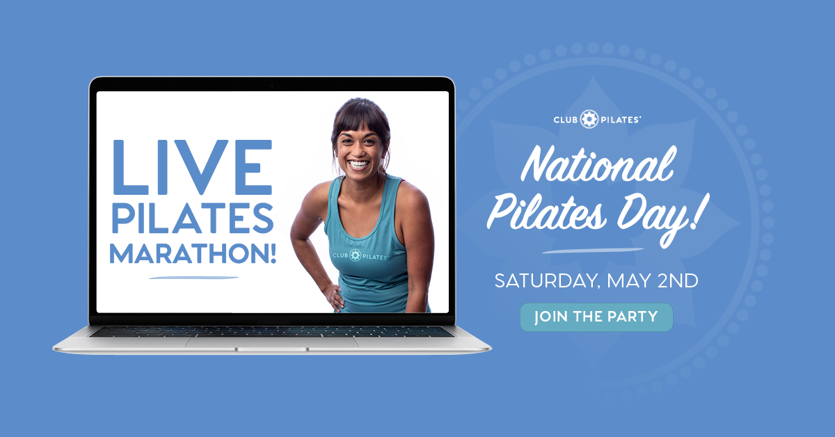 clubpilates's tweet photo. YOU'RE INVITED! 🎉

This Saturday, May 2nd, Club Pilates is hosting a Pilates Marathon! Join top @clubpilates instructors for 15 hours of back-to-back classes in celebration of National Pilates Day!

Register at https://t.co/BxRVEsouBd and invite your friends! https://t.co/aAdPZJ0ecb
