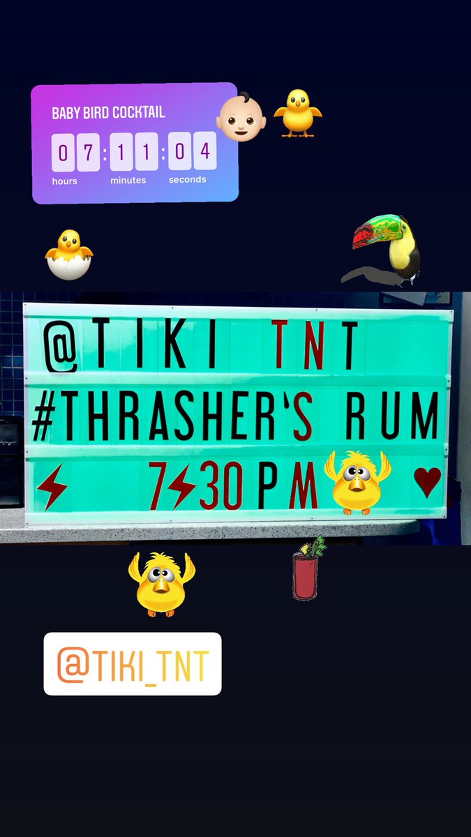 Tonight at 7:30 on Tiki Tnts instragam live learn how to make a baby bird cocktail!