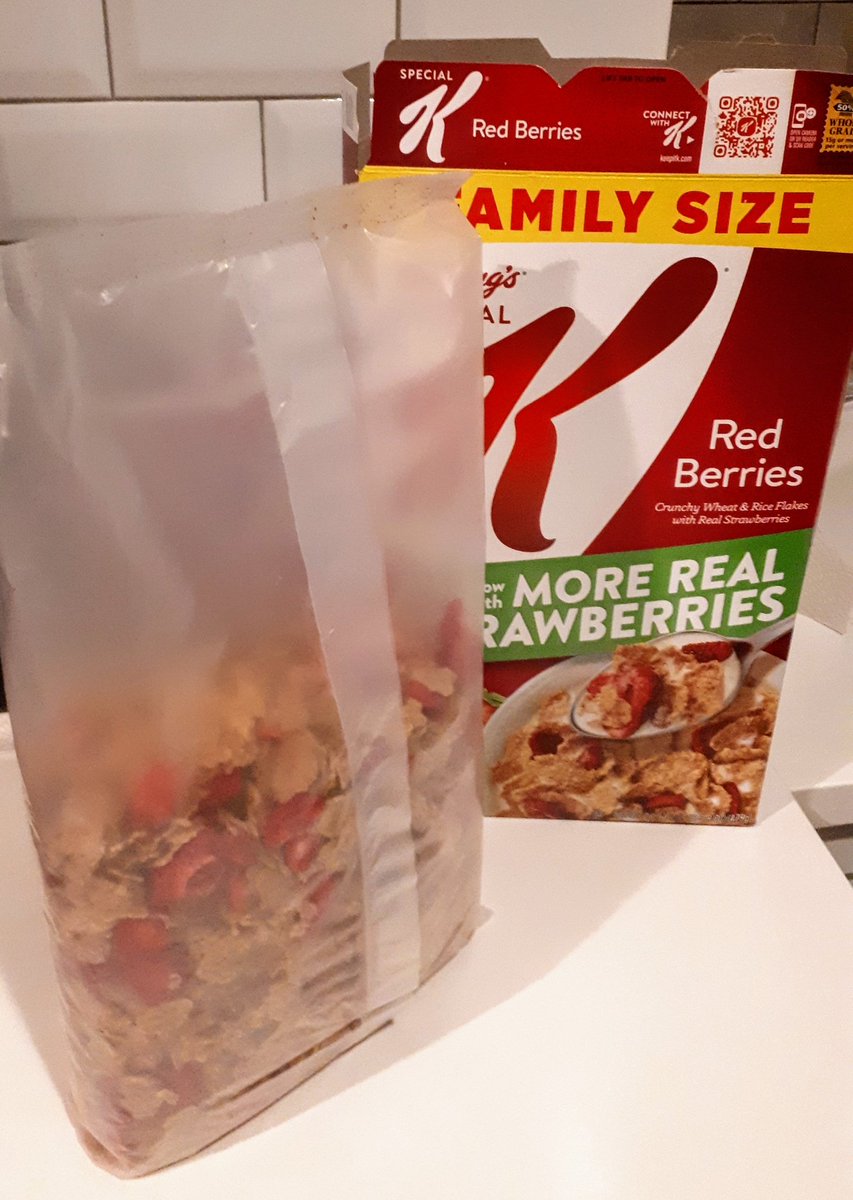 Hi <a href="/KelloggsUS/">Kellogg's</a>, given the world effort to reduce waste and consumption of plastics and cellulose, would it make sense to make cereal boxes and bags smaller? ... Anyway the amount of cereal you can fit will be the same