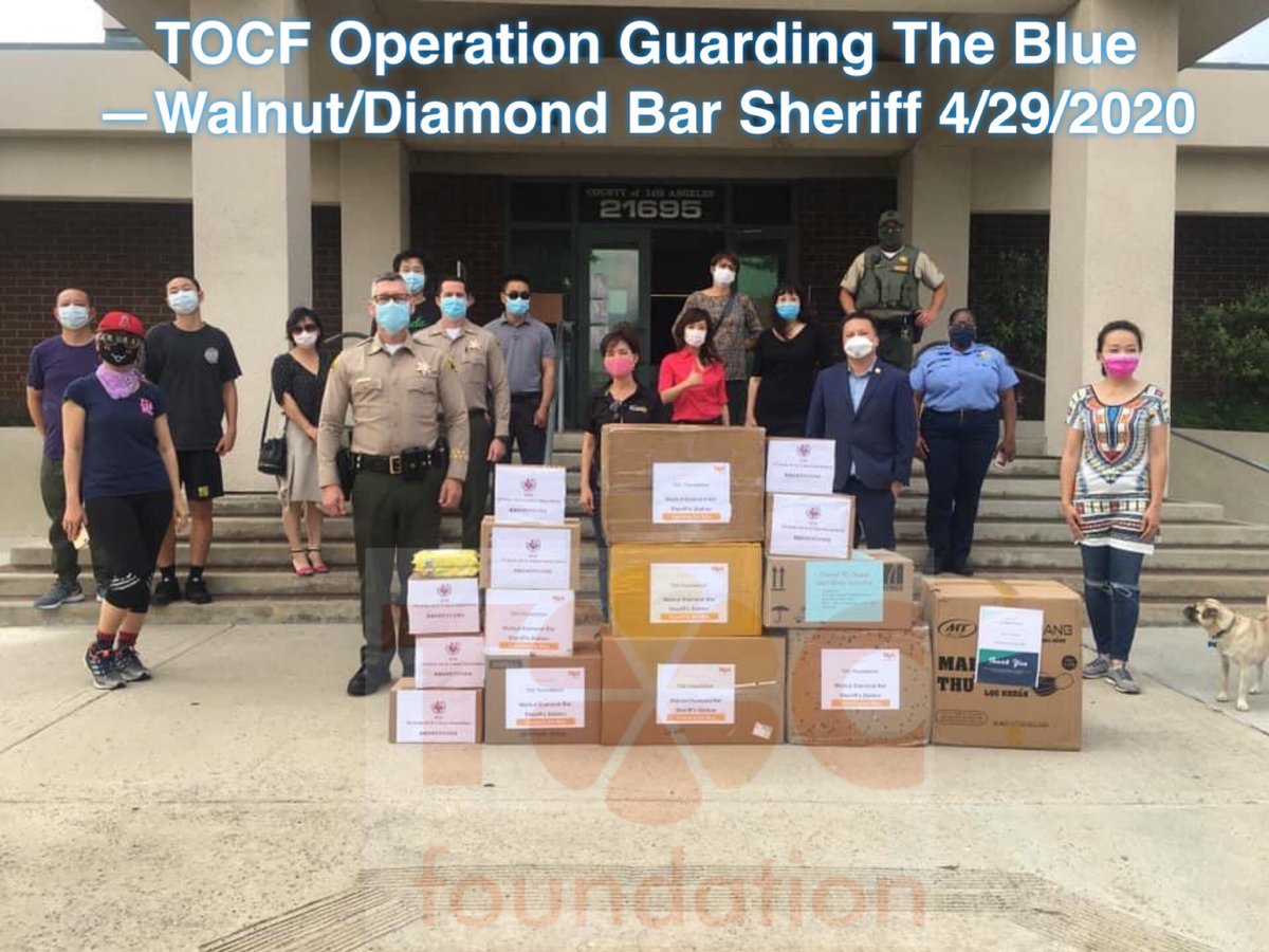 FoundationToc's tweet photo. Operation Guarding The Blue - Walnut & Diamond Bar Sheriff
April 29, 2020, four Chinese organizations donate medical supplies to Walnut & Diamond Bar Sheriff Station. Total 9,800 masks, 4,000 gloves, 120 goggles, plus sanitizers and wipes.
#ChineseAmerican
#GuardingTheBlue https://t.co/H4BczEASbR