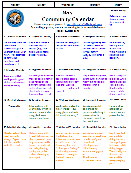 Carruthers_PS's tweet photo. Here is our Community Calendar for May! We so appreciate the photos you have been sending us each day! https://t.co/M4wGMmjRE6