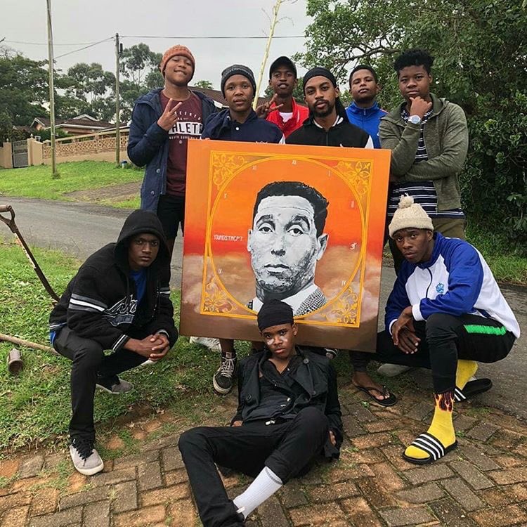 YoungstaCpt's tweet photo. Can’t believe someone would take time out of their lives to paint my grandfathers face on a canvas. Probably the best thing I’ve seen of myself on the Internet. Now it’s truly a masterpiece, so much negativity on the socials but the good comes through. SALUTAS @thebaby_artist 🕉 https://t.co/8SKGgHVDFT