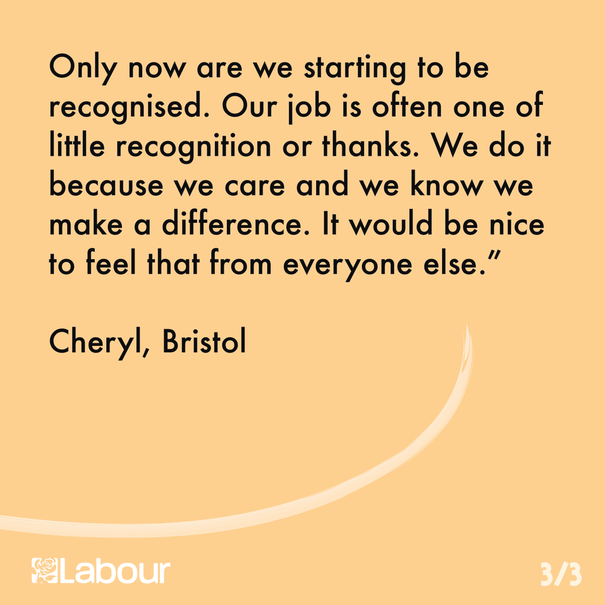 UKLabour's tweet photo. Key workers, like Cheryl, are the backbone of our country - they make it something to be proud of. When we’re clapping later, let’s remember we need to listen to them, pay them properly and protect them. #ClapForKeyWorkers https://t.co/tmTtFb9Q2T