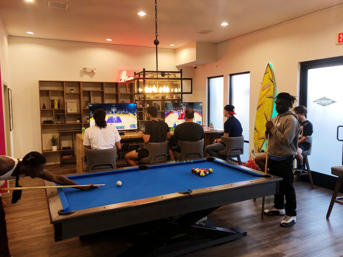 IconicAtSDSU's tweet photo. TBT to our 2k tournament! Who else miss sports? We are looking forward to resuming holding events for our residents!

#throwback #gameroom #iconic https://t.co/0uaSv4WAwm