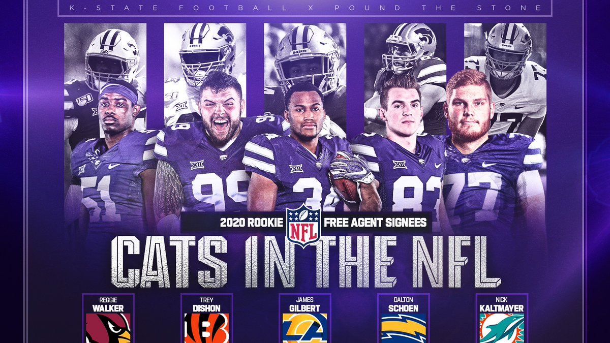 Congrats to our 2020 rookie free agent signees

<a href="/__Mr_WALKER__/">Reggie Ngozi Walker</a>
<a href="/D1shon99KSU/">Trey Dishon</a>
<a href="/i_am_jg6/">James Gilbert</a>
<a href="/dschoen5/">Dalton Schoen</a>
@NickKalt74

📄 k-st.at/3d3paYx

#KStateFB ⚒