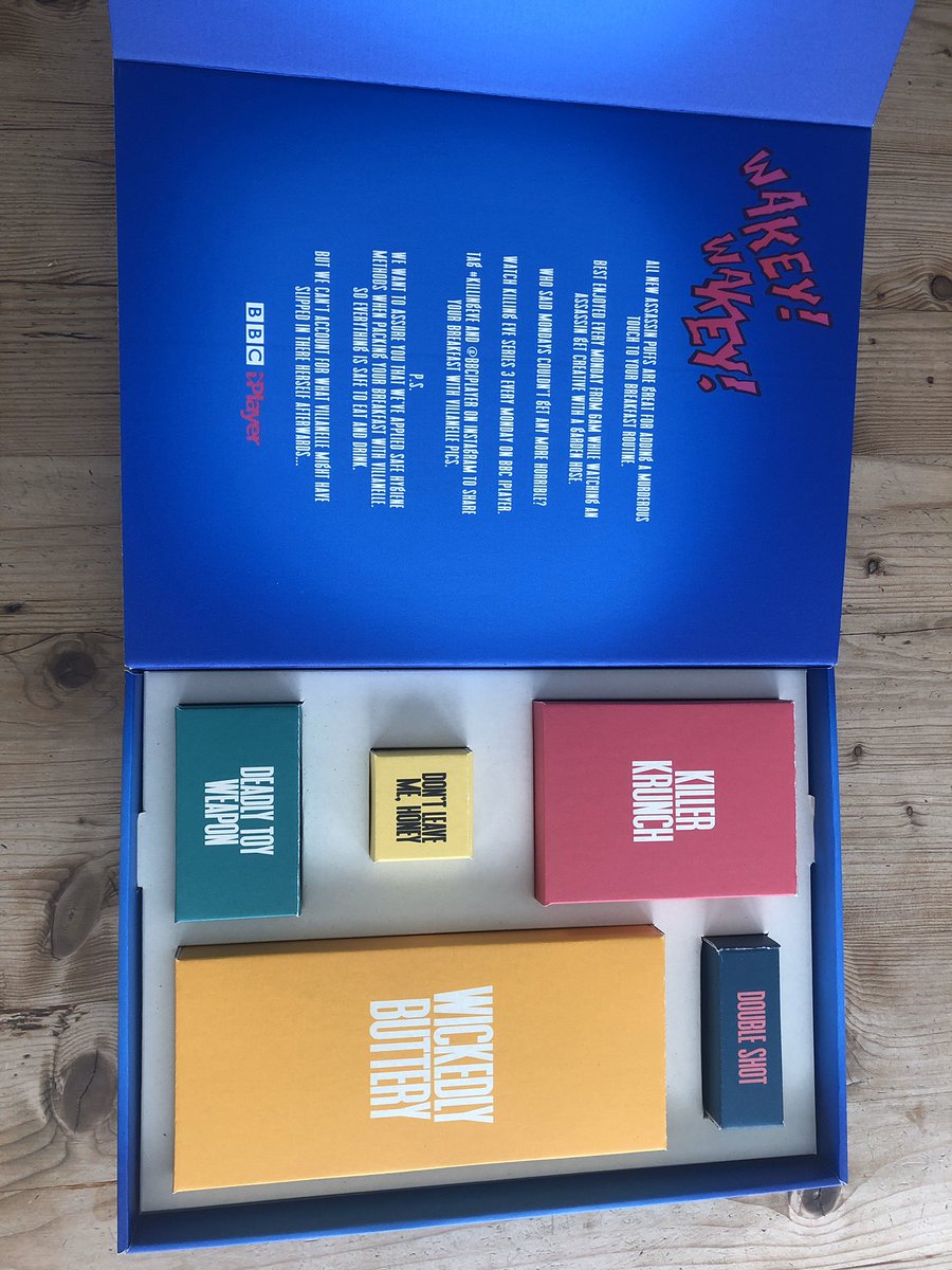 Evecornwell's tweet photo. guys...Killing Eve sent me this, including a handwritten note from villanelle 😳

the CUSTOMISATION, this is the best PR I have ever seen

THANK U BBC @BBCiPlayer #killingeve https://t.co/uh0GVkZpRS