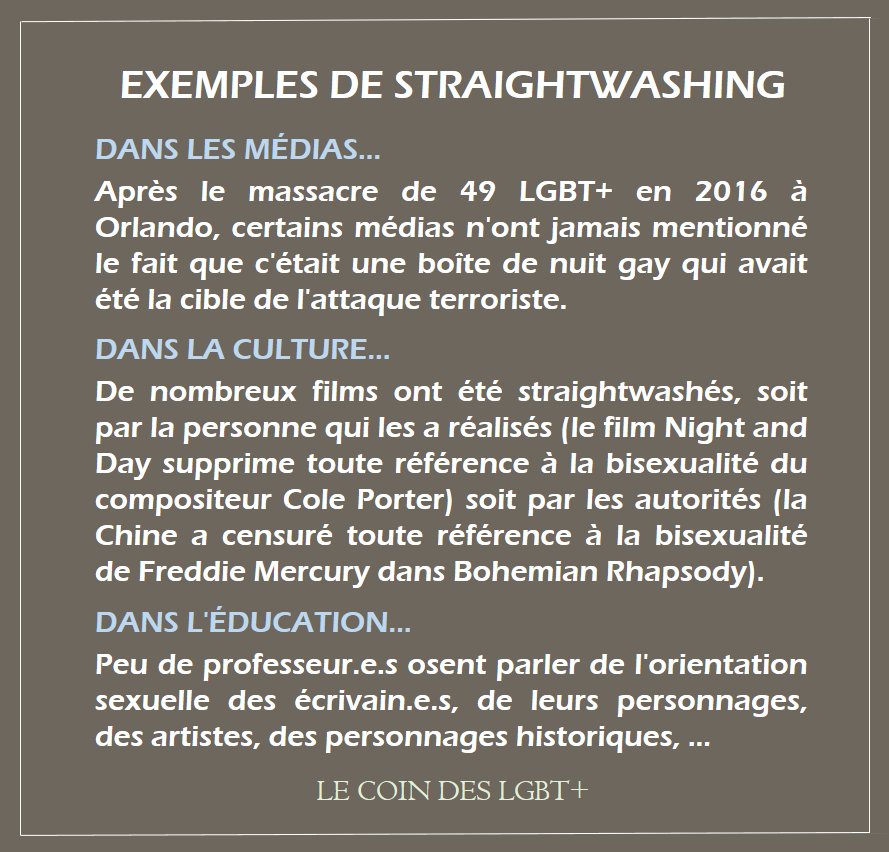lecoindeslgbt's tweet photo. Explication des mots #straightwashing et #ciswashing ! https://t.co/a1XsTqsYRW