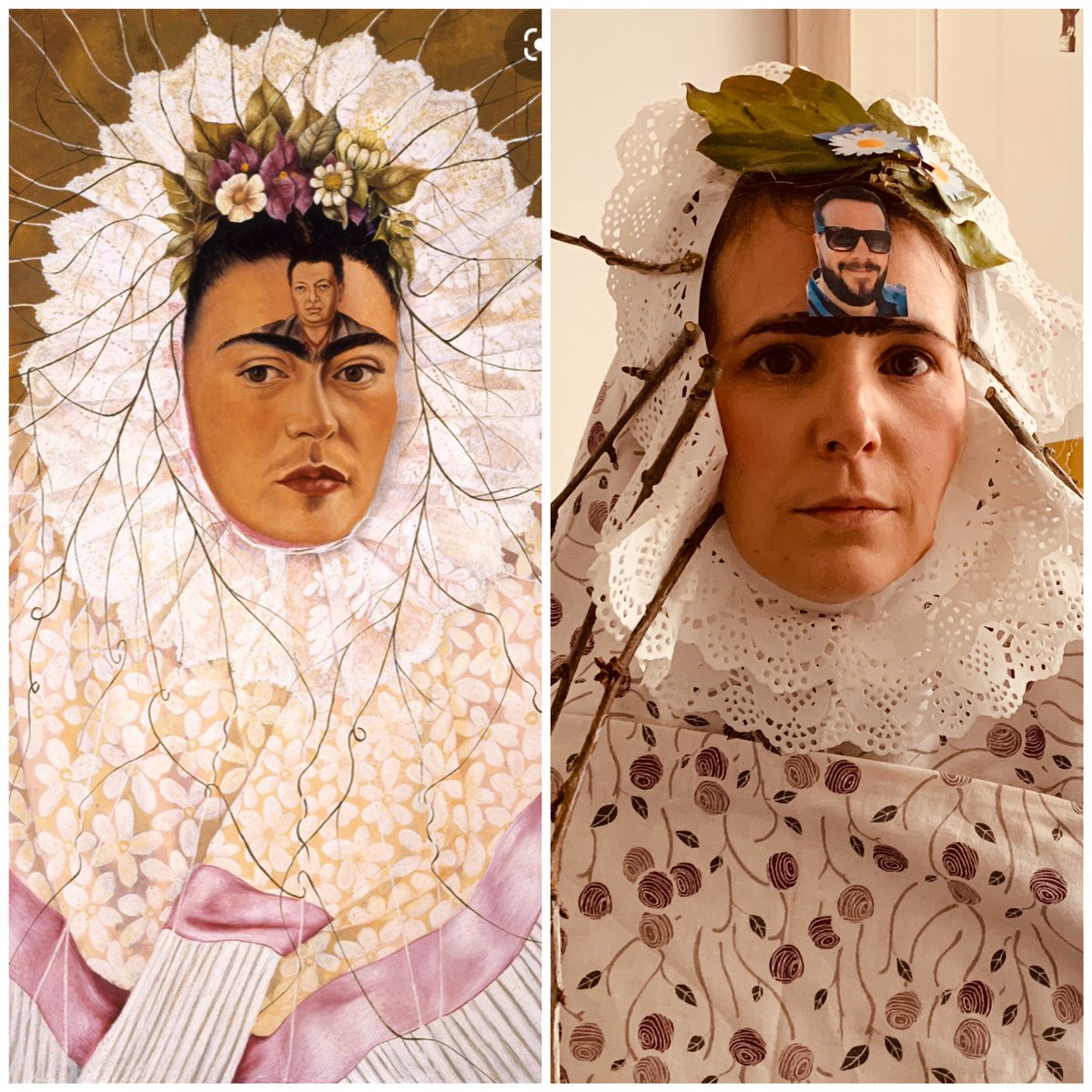 CraigieArt's tweet photo. Why don’t you get involved in the art challenge and recreate a famous painting? Here is my attempt, Frida Kahlo’s “Diego on my mind” (Self-portrait as Tehuna) @CraigieArt @Craigie_High https://t.co/nfBfdTUW6w