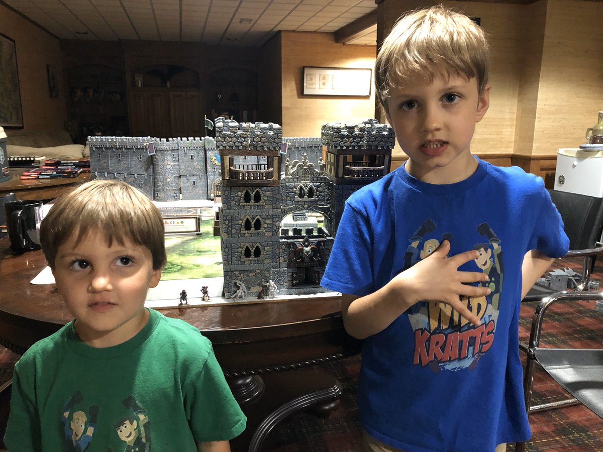 SvenZook's tweet photo. Here are my boys and I building a castle estate! They love playing with their Dad’s toys (and they’ve been nigh indestructible thus far). Can’t wait to run them through future adventures!!! @dwarvenforge #WinDF
#dnd @Evanmcbphd @Zookamania https://t.co/p9iaWafyEr