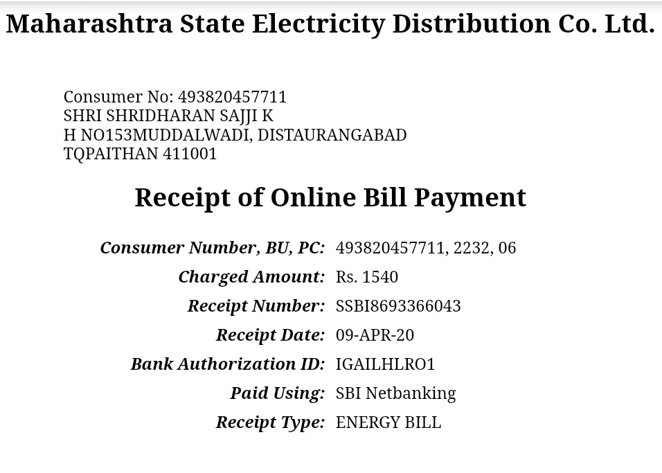 Maharashtra electricity shop bill payment online