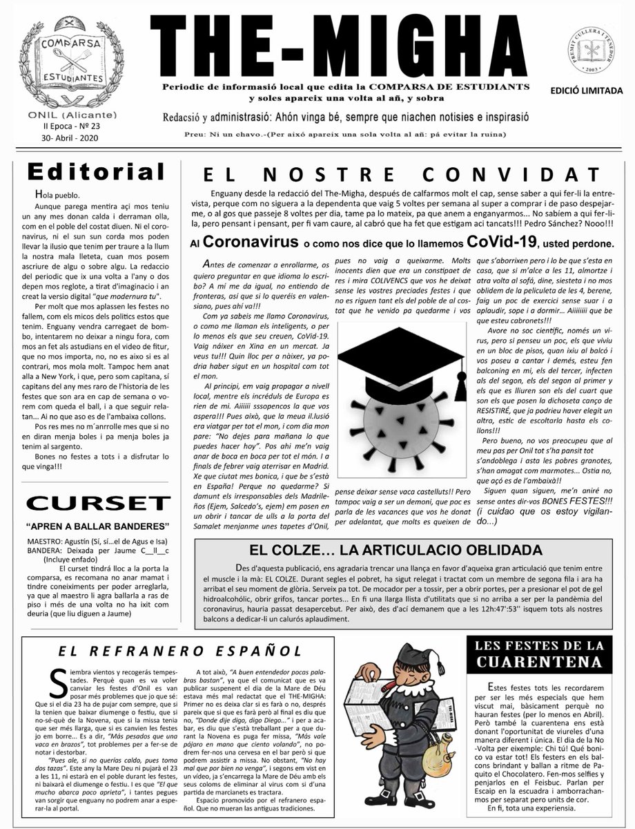 EstudiantesOnil's tweet photo. El The Migha 🎓2020 ja ha eixit: https://t.co/m4xRV59CR3 https://t.co/e0UH4J4Di8