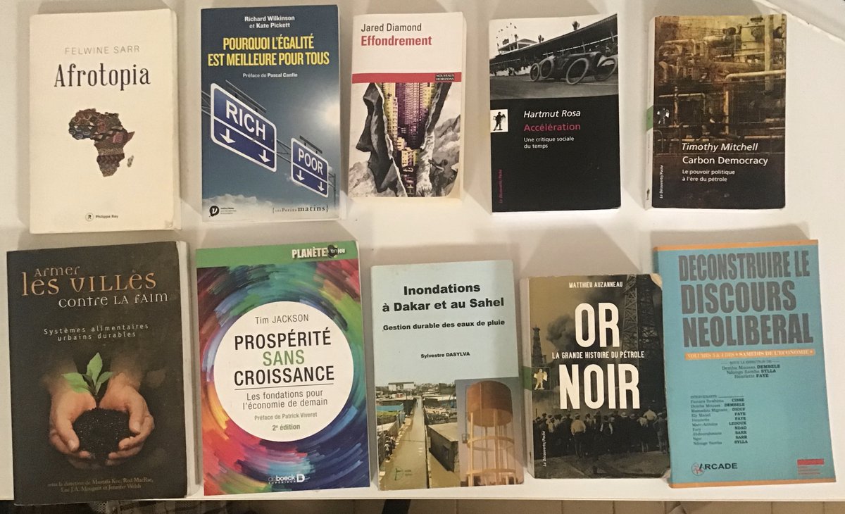 ndaofary's tweet photo. Quelques ouvrages pour penser l’après Covid-19

Afrotopia
Pourquoi l’égalité est meilleure pour tous
Effondrement
Accélération
Carbon Démocracy
Armer les villes contre la faim
Prospérité sans croissance
Gestion durable des eaux de pluie
Or noir
Déconstruire le discours néolibéral https://t.co/6u8DPhRqcH