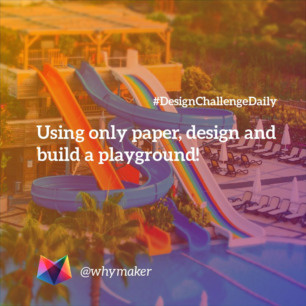 WhyMaker's tweet photo. We love using paper as a material for our Maker projects. Check out the new Paper Engineering activities on OUR site: https://t.co/t4TMbVQZVI Using the instructions from the guides, design and build a paper playground. Share with @WhyMaker and #DesignChallengeDaily and @Dazzlinks https://t.co/cEs59hRz8F