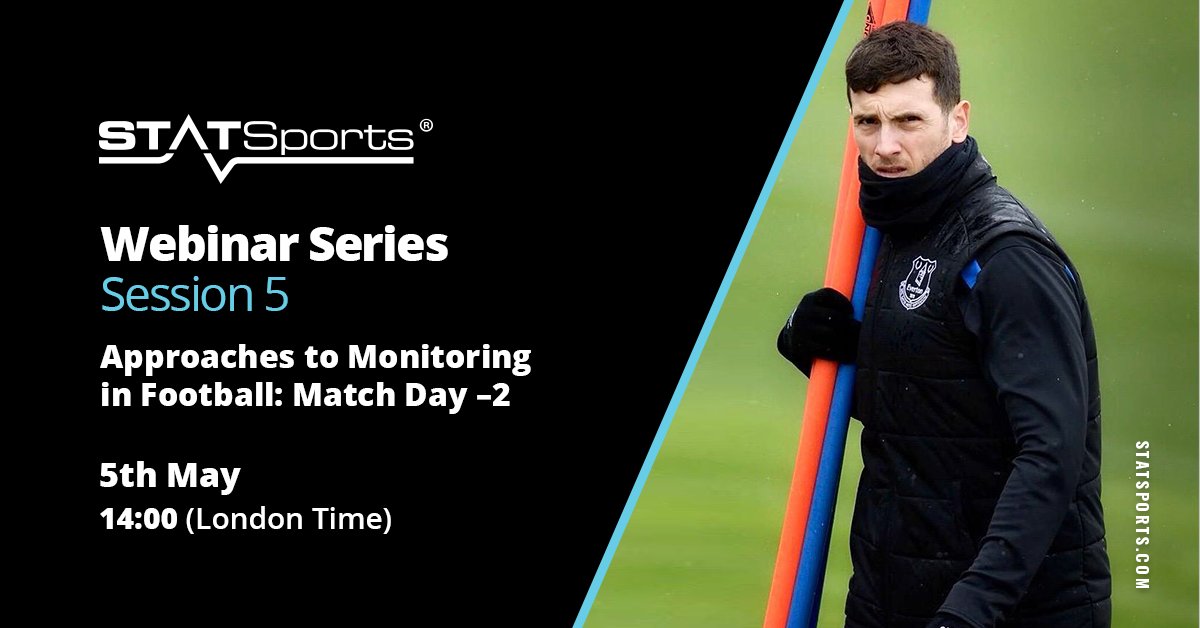 Session 5 of our Webinar Series is on Tuesday, May 5 at 2pm (BST) featuring:

- Dr Matt Taberner Post Doc Researcher, LJMU
- Dylan Mernagh, QPR
- Hani Al Haddad, Qatar FA

For more details on the presentations, and to register your place, click here 👉statsports.com/webinar-series…