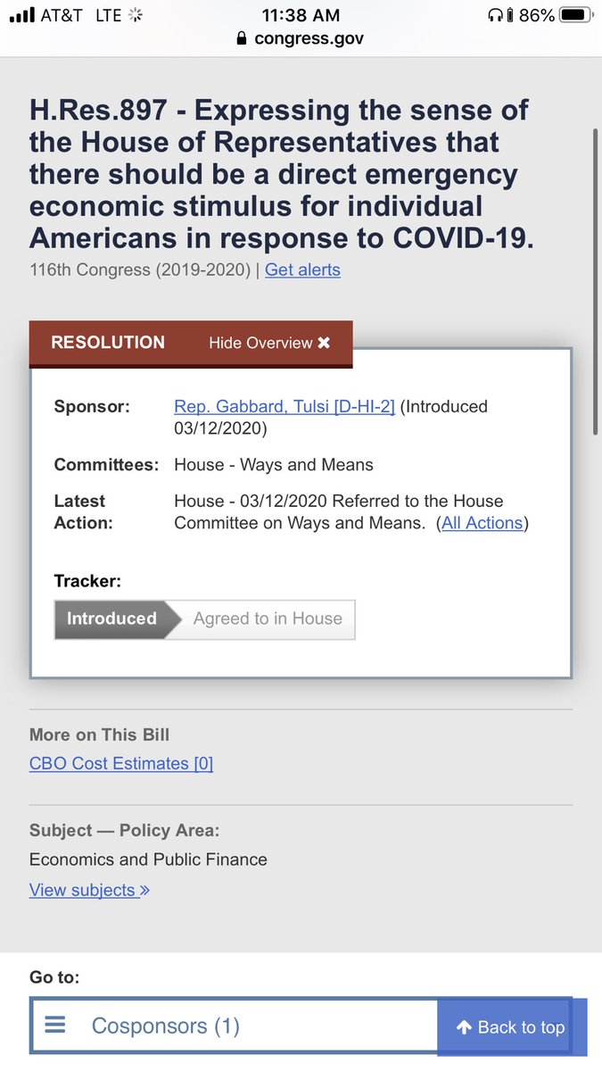 Cheese12987's tweet photo. Kind of crazy how @TulsiGabbard was the very first member of Congress to sound the alarm on the #CoronavirusPandemic, was the first to introduce #UBIStimulus legislation, &amp; the only one that isn’t sending out Unity Fund emails telling her supporters to vote for @JoeBiden https://t.co/Du7TBkW8lr