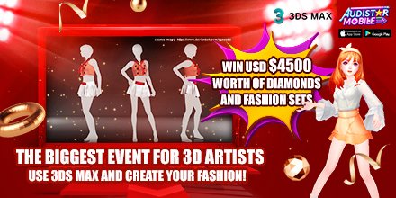 AIndofun's tweet photo. Big Events !!
Anyone of you can make fashion using 3DSMAX for Audistar Mobile Indofun ?
You should join it right away !! Cause we will give you rewards Diamond worth of $4500. For more information, you can visit our facebook fanpage at https://t.co/NlV4iTGh66 https://t.co/DGhgs4pmPh
