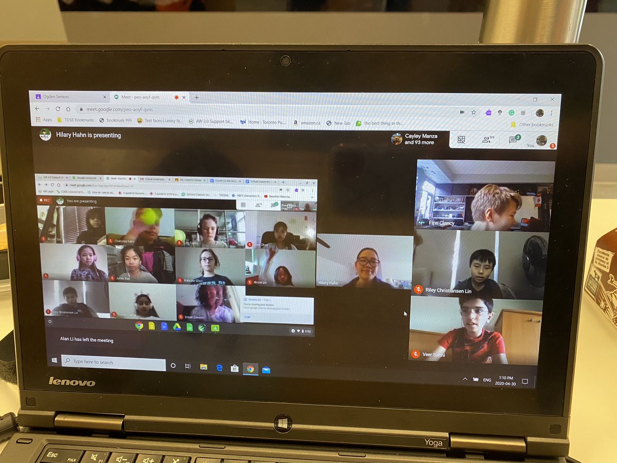 samanleelee's tweet photo. Virtual assembly @TDSB_Ogden .  Group work in passing the object screen to screen and singing Count on Me .  Connected ! https://t.co/7Kd9SMfD4M