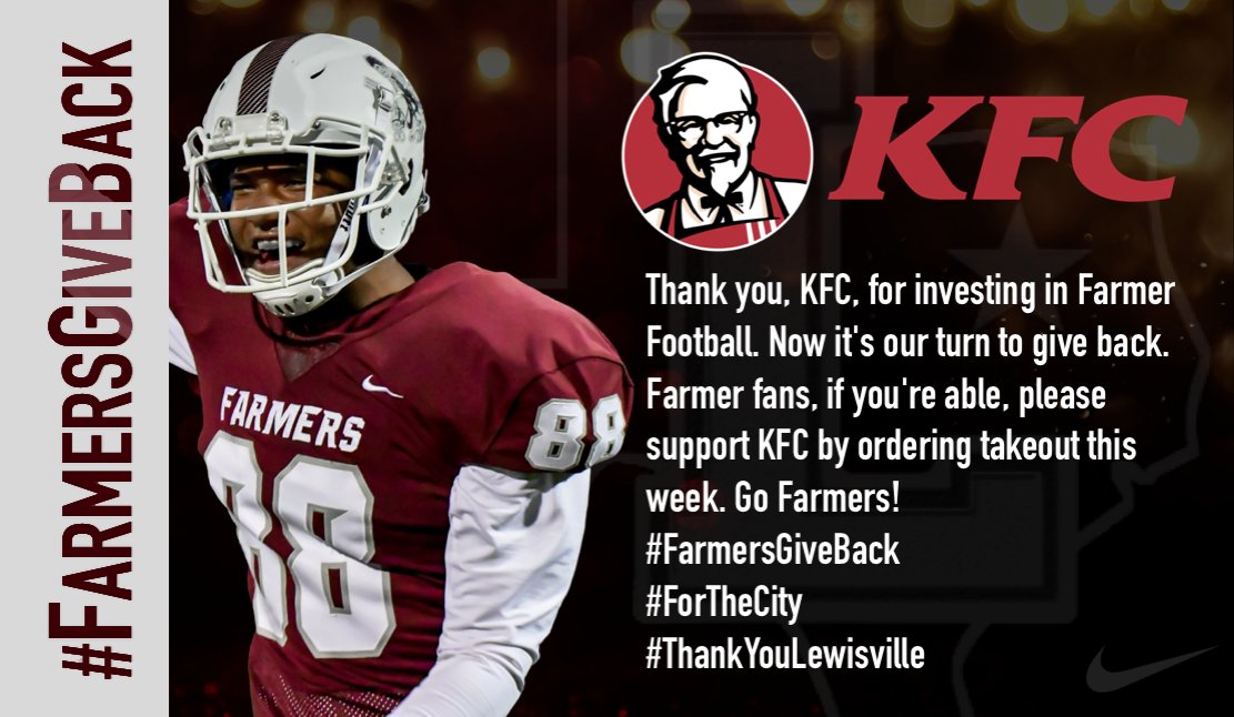 Thank you <a href="/kfc/">KFC</a> of Lewisville. We appreciate your support and want to return the favor! Lets get some chicken this week! #FarmersGiveBack