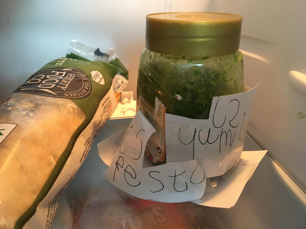I hope these notes that my nephew wrote on his pesto make u smile