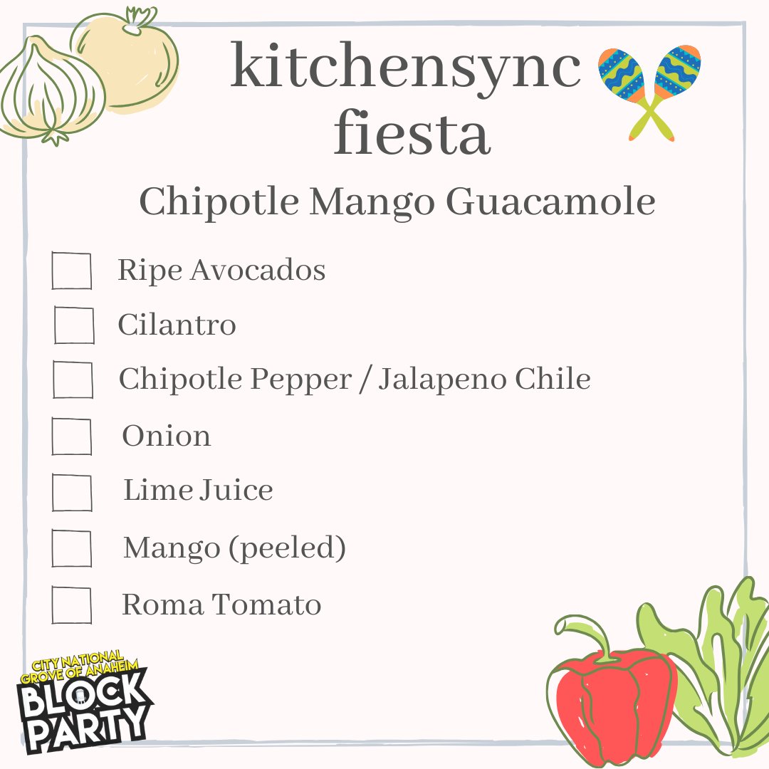 groveofanaheim's tweet image. Put on your chef hats 👨‍🍳! It's fiesta night so join us for #KitchenSync today at 5pm PST. Chef shows us how to make some Cinco de Mayo favorites &amp;amp; La Casa Garcia teaches us how to make their spicy Micheladas! 💃

Sign up for the Zoom link here: bit.ly/2VOAZMA #BlockParty